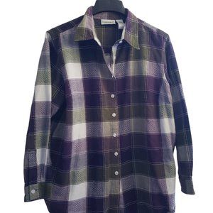 Flannel in Eggplant Purple and Hunter Green Size 18/20 Fashion Bug